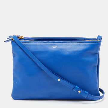 CELINE Blue Leather Large Trio Zip Crossbody Bag
