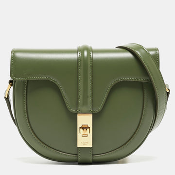 CELINE Green Leather Small Besace 16 Shoulder Bag