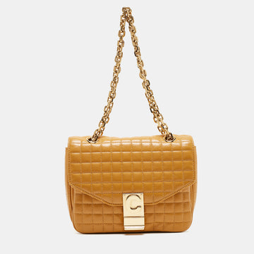 CELINE Tan Quilted Leather Small C Flap Bag