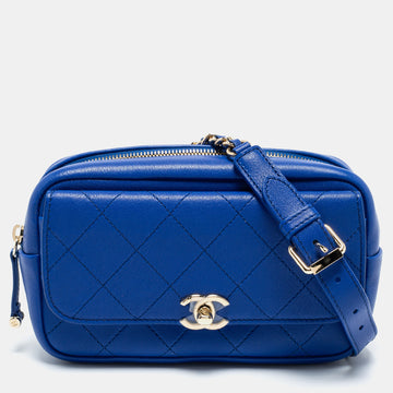 Chanel  Blue Leather CC Flap Belt Bag
