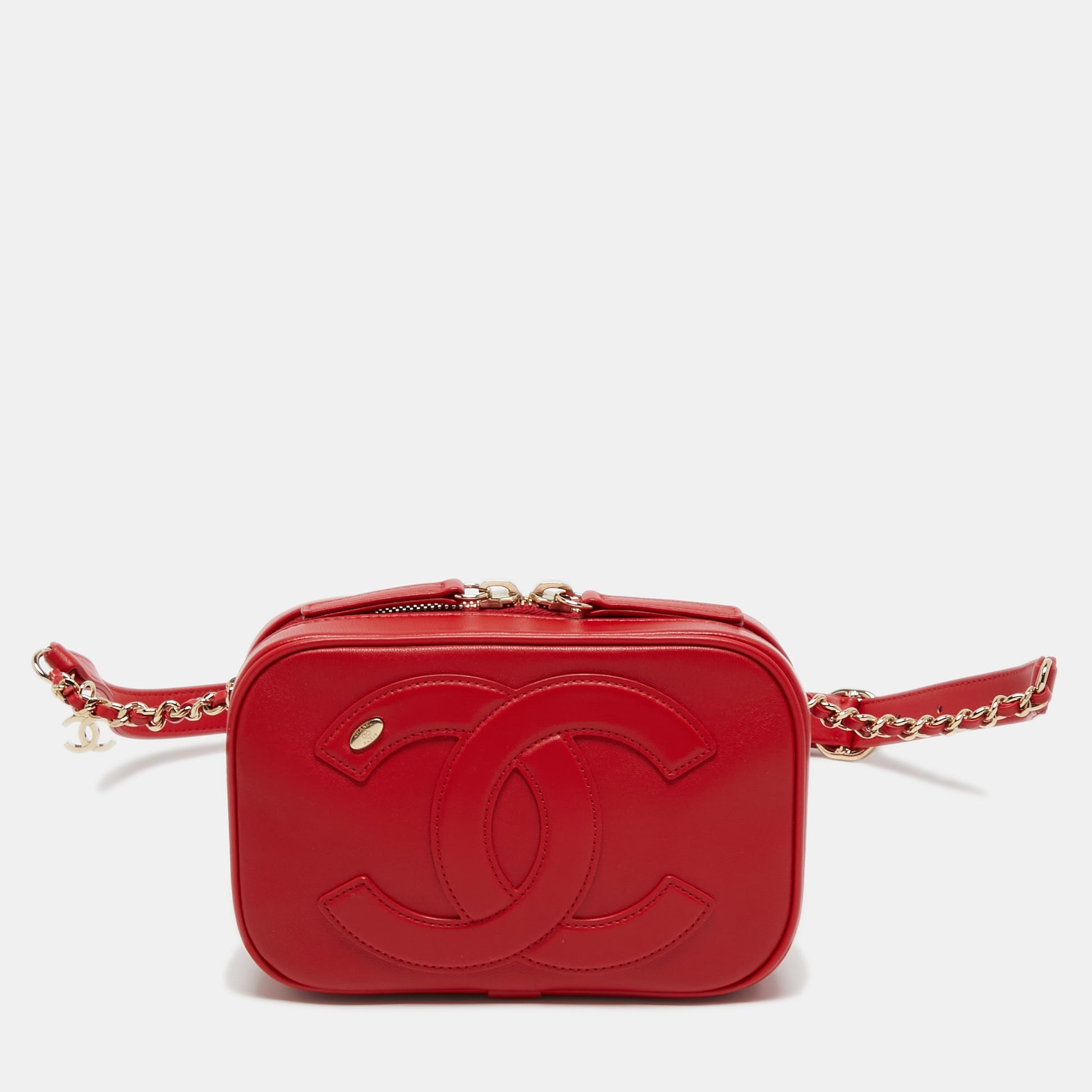 Chanel Red Leather CC Mania Waist Bag Chanel