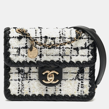 CHANEL Black/White Tweed and Leather Mini My Own Frame Flap Bag