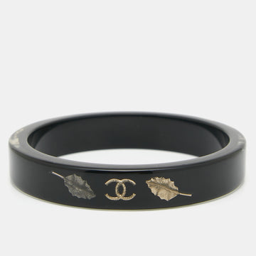 Chanel CC Black Resin Bangle Bracelet