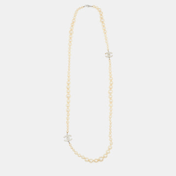 Chanel CC Faux Pearl Long Necklace