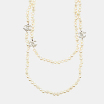 Chanel CC Faux Pearl Double Strand Necklace