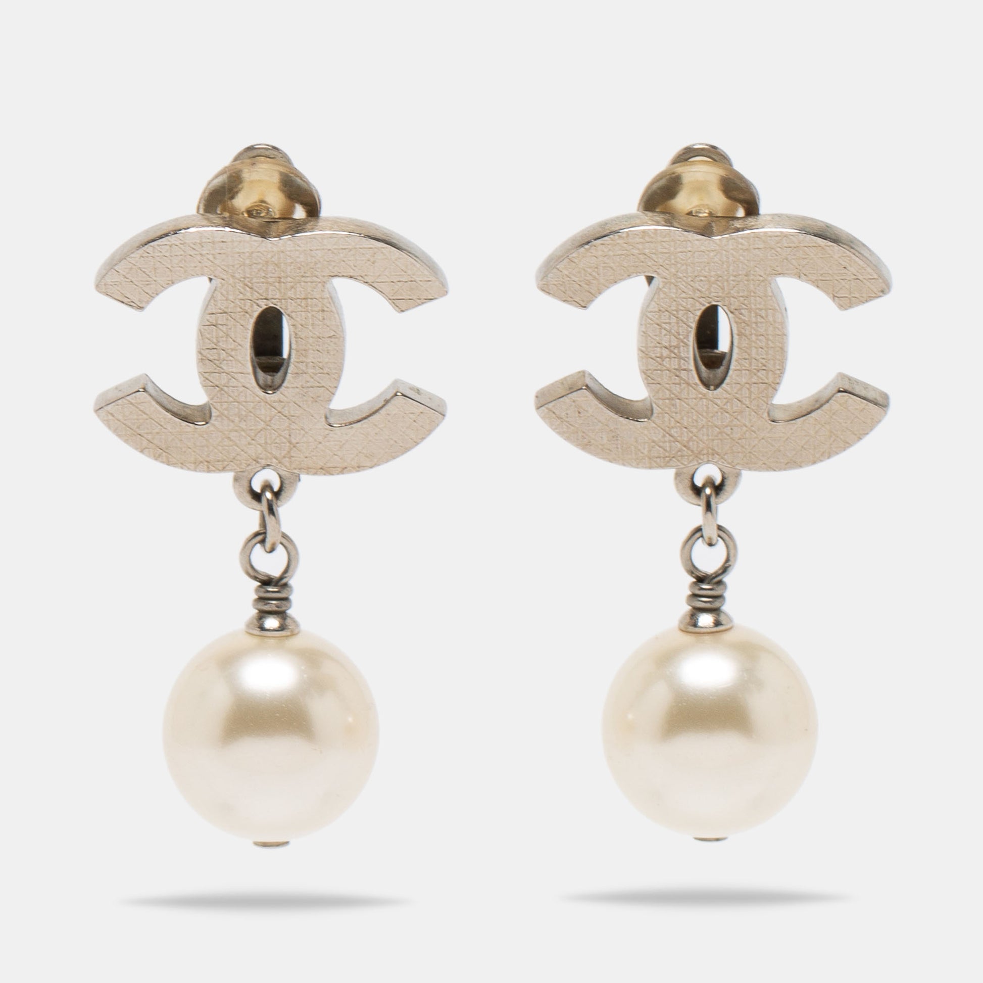 Chanel 2019 Strass & Faux Pearl CC Drop Earrings - Silver, Silver-Tone  Metal Drop, Earrings - CHA510132