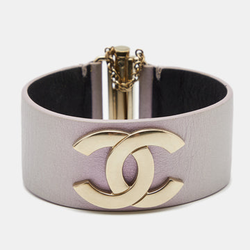 Chanel Metallic Lavender Gold Tone Wrap Cuff Bracelet