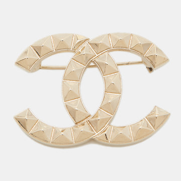 Chanel Gold Tone Pyramid Stud Pin Brooch
