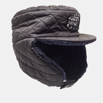 CHANEL Black Quilted Coco Neige Trapper Hat M