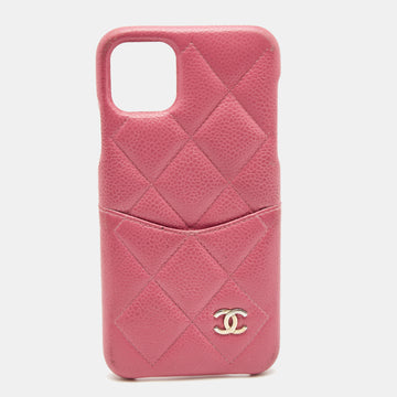 CHANEL Pink Quilted Caviar Classic iPhone 11 Pro Max Case