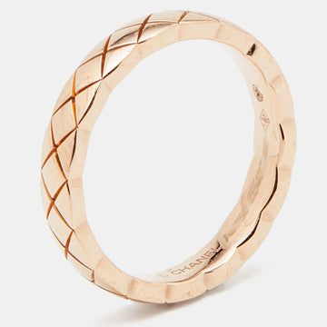 Chanel Coco Crush Quilted Motif 18k Rose Gold Mini Band Ring Size 49