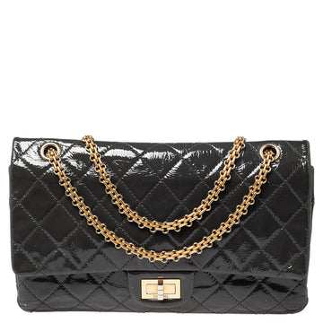 Chanel Dark Grey Quilted Patent Leather Reissue 2.55 Classic 227 Flap Bag