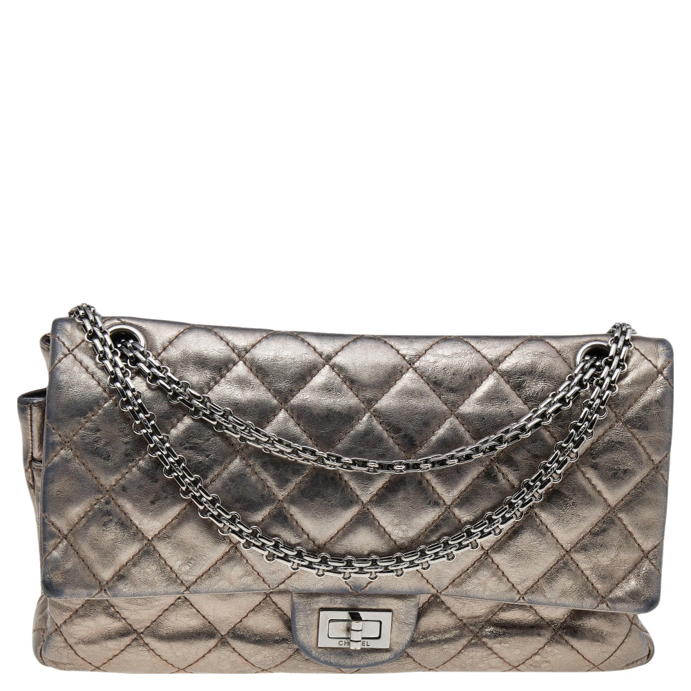 Chanel Metallic Charcoal Quilted Calfskin 2.55 Reissue 226 Double