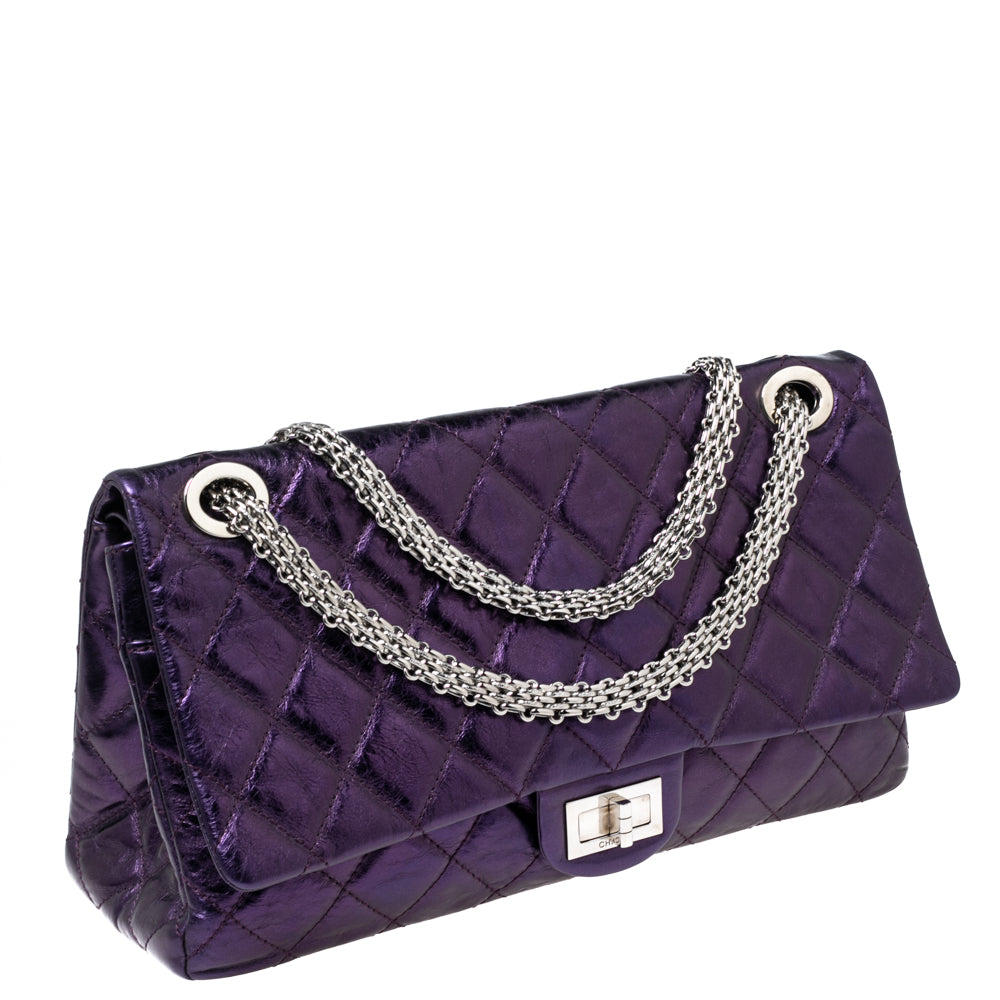 Chanel Metallic Purple Quilted Lambskin Leather Jumbo Double Flap, Lot  #58237