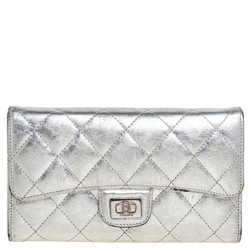 Chanel Silver Quilted Laminated Leather Reissue Trifold Wallet