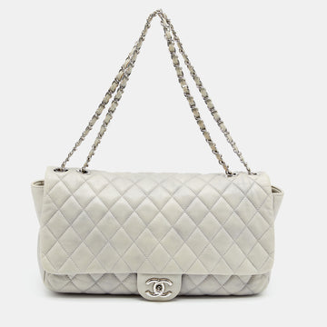 Chanel Grey Quilted Leather Maxi Classic Flap Bag