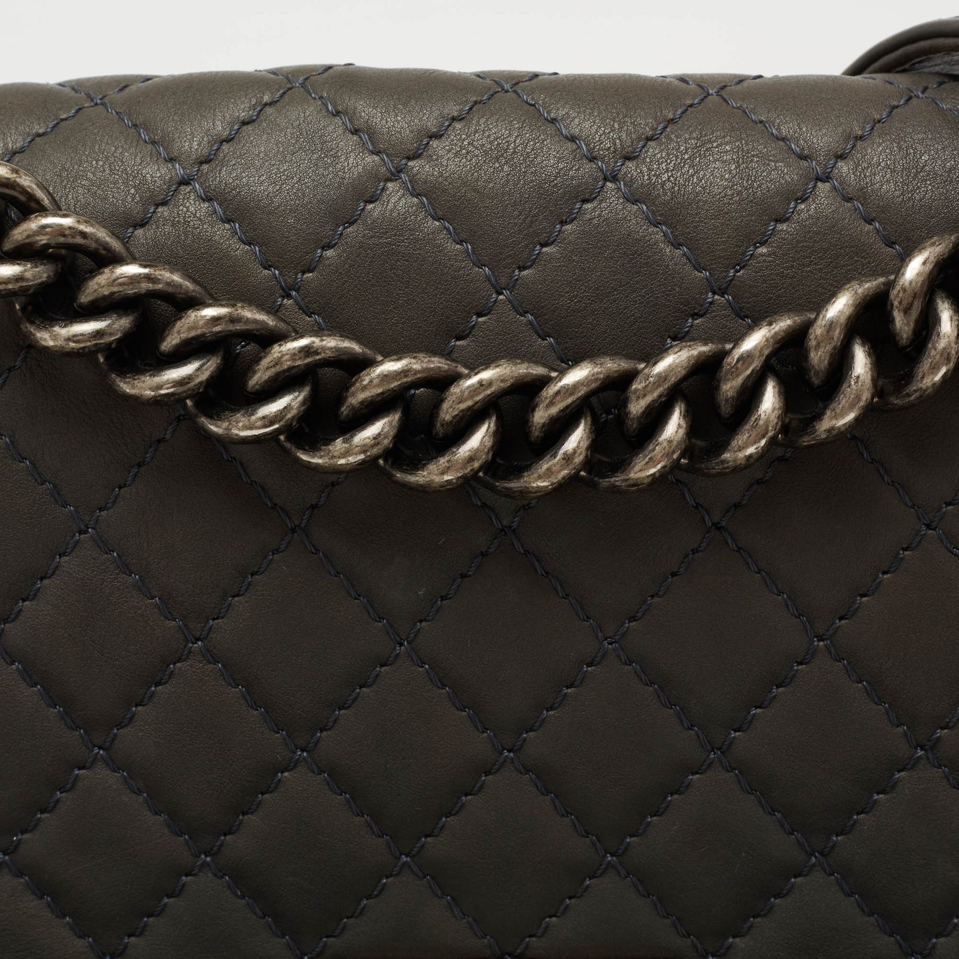 Chanel Grey Quilted Leather Medium Paris Dallas Boy Flap Bag