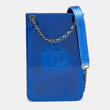 Chanel Blue Patent and Leather CC Phone Holder Crossbody Bag