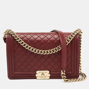 Chanel Burgundy Quilted Leather New Medium Boy Flap Bag