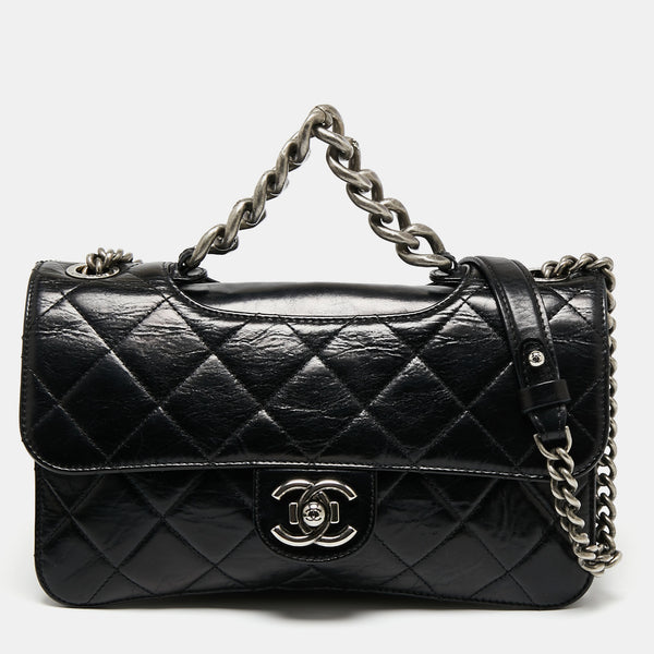 Chanel Black Quilted Leather Medium Perfect Edge Flap Bag