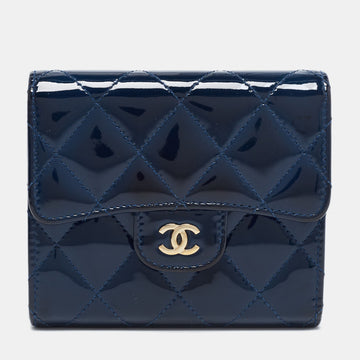 Chanel Blue Patent Leather CC Wallet