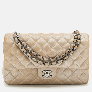 Chanel Iridescent Beige Quilted Caviar Leather Medium Classic Double Flap Bag