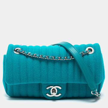 Chanel Aqua Green Vertical Quilted Jersey Mini Flap Bag