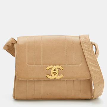 Chanel Beige Leather Vintage Flap Bag