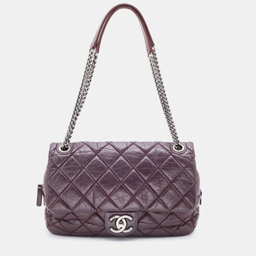 Chanel Burgundy Quilted Crinkled Leather Jumbo Portobello Flap Bag