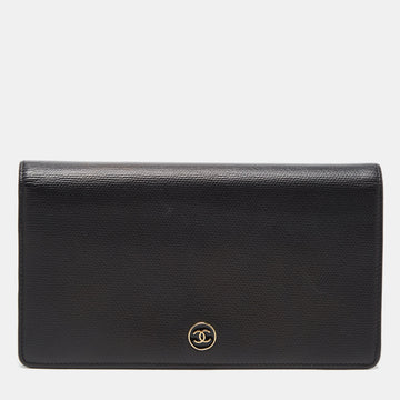 Chanel Black Leather Long CC Continental Wallet
