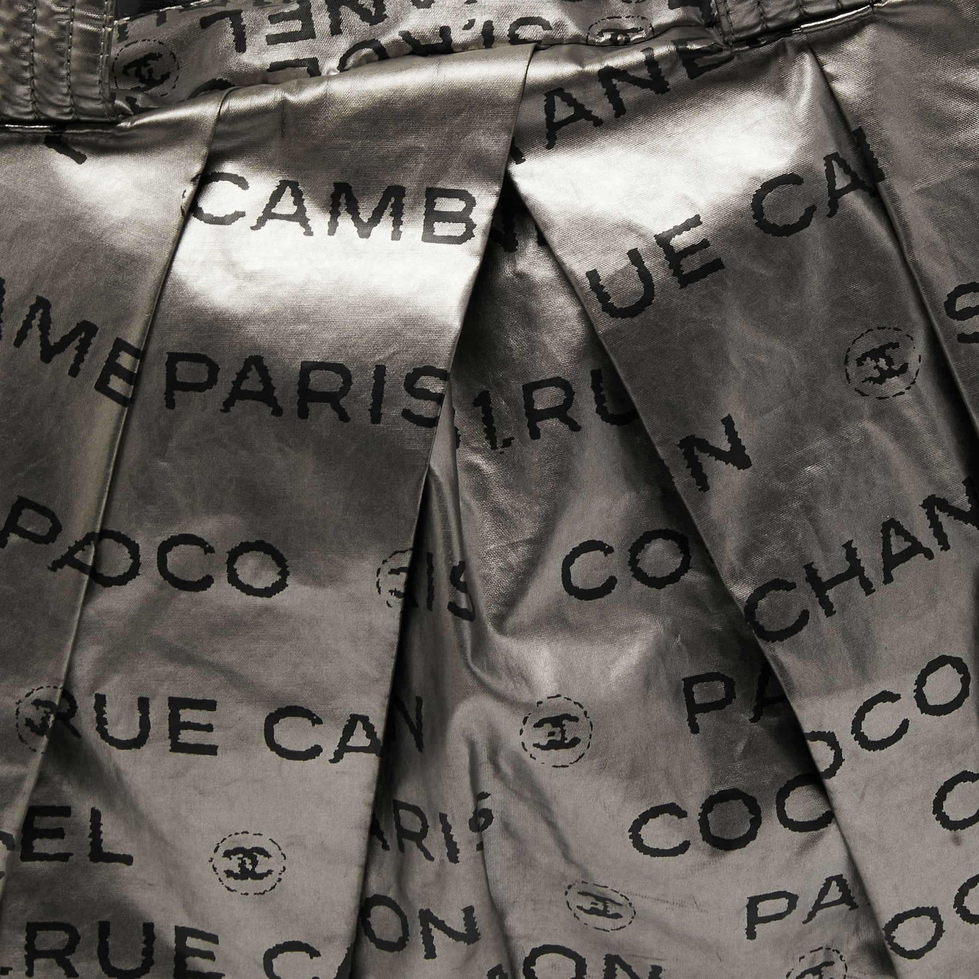 Vintage Chanel Silver Nylon Unlimited 31 Rue Cambon Shoulder Bag