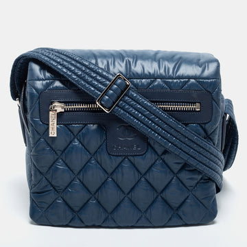 Chanel Navy Blue Quilted Nylon and Leather Coco Cocoon Messenger Bag