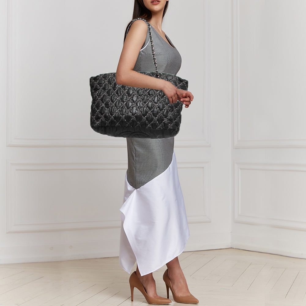 Chanel Large Tweed on Stitch Tote Quilted Nylon Black – Coco Approved Studio