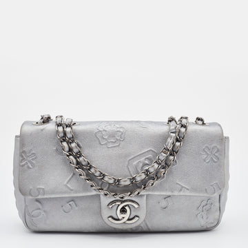 Chanel Silver Leather Medium Precious Symbols Bag