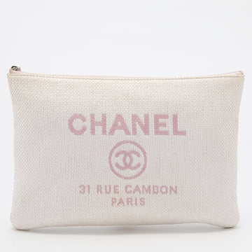 Chanel Pink Woven Raffia Deauville O Case