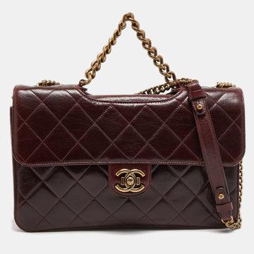Chanel Burgundy Quilted Leather Large Perfect Edge Flap Bag