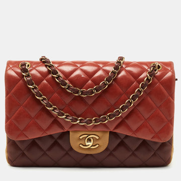Chanel Tricolor Quilted Leather Jumbo Classic Double Flap Bag
