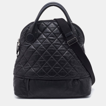 Chanel Black Quilted Coated Canvas Vertical Sport Weekender Bag