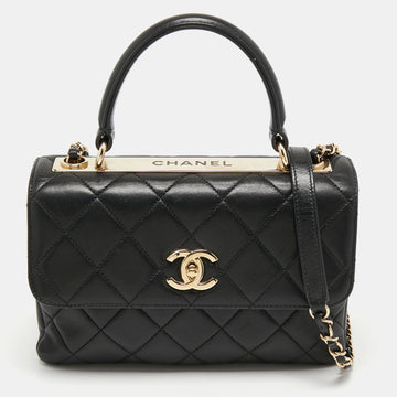 Chanel Black Quilted Leather Small Trendy CC Top Handle Bag