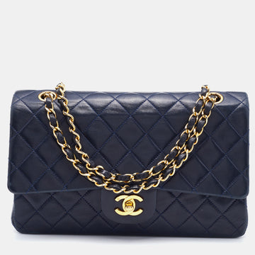 Chanel Navy Blue Quilted Leather Medium Classic Double Flap Bag