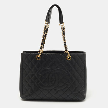 Chanel Black Quilted Caviar Leather Grand GST Tote