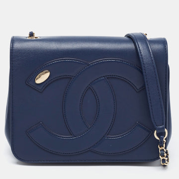 Chanel Blue Leather Small CC Mania Flap Bag