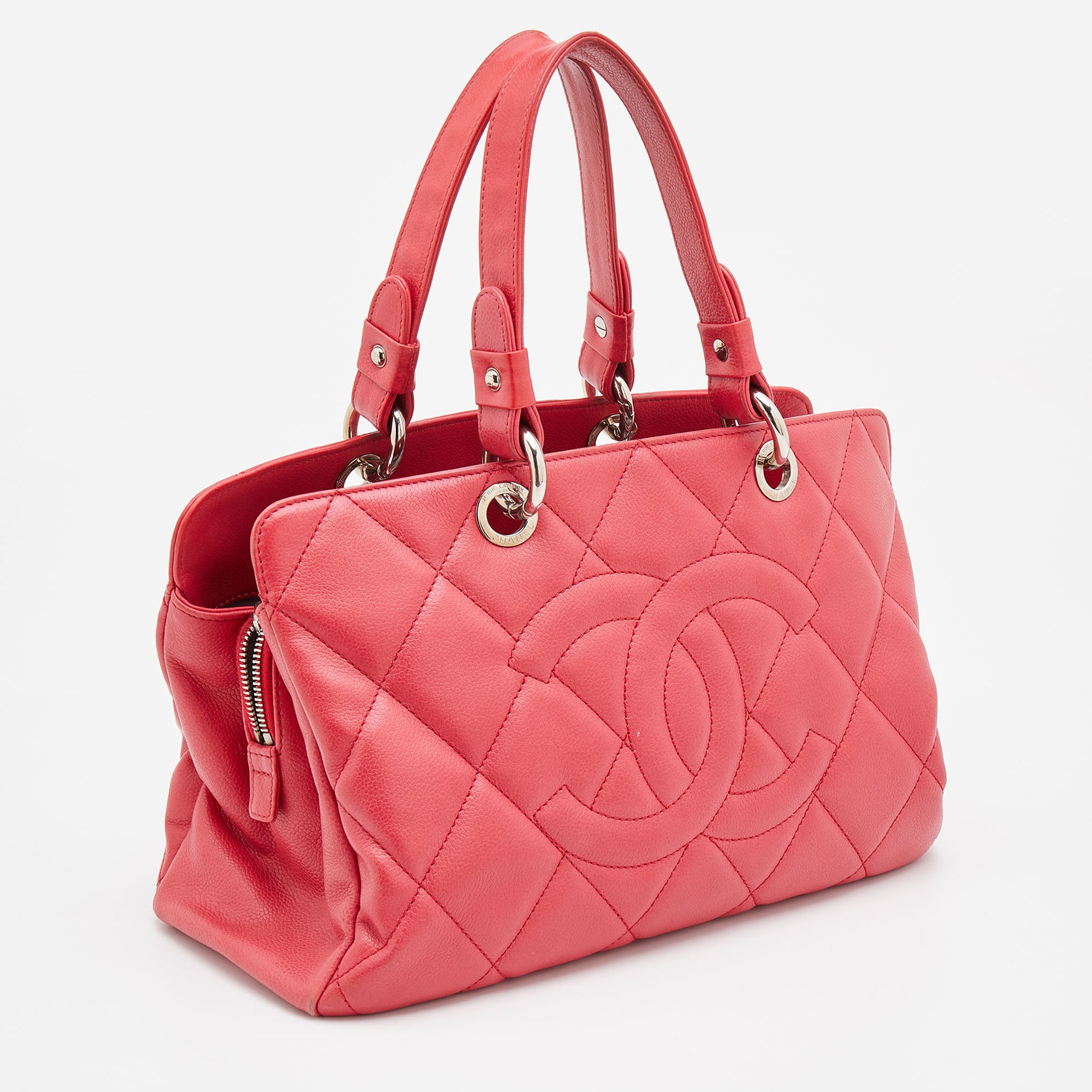 Chanel Timeless CC Soft Tote Quilted Caviar Large Red 2197091