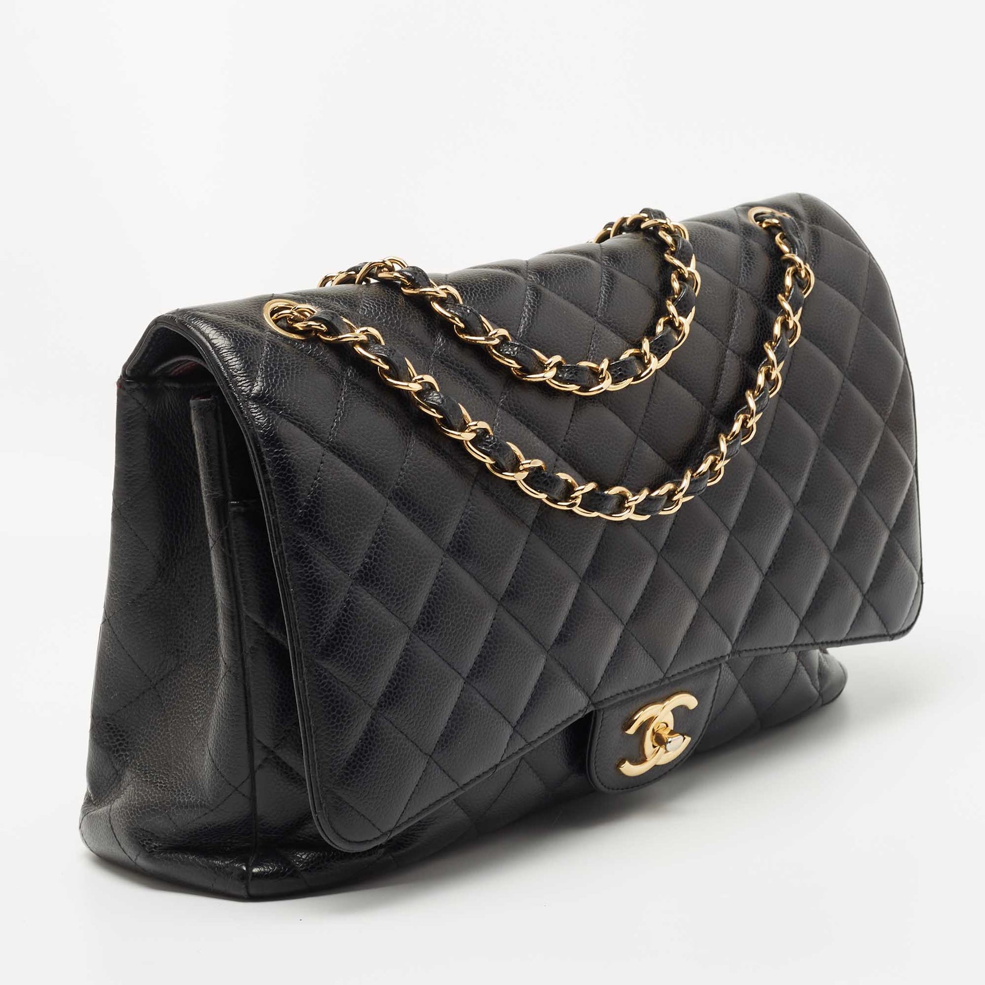 CHANEL Caviar Quilted Maxi Double Flap Black 1157502