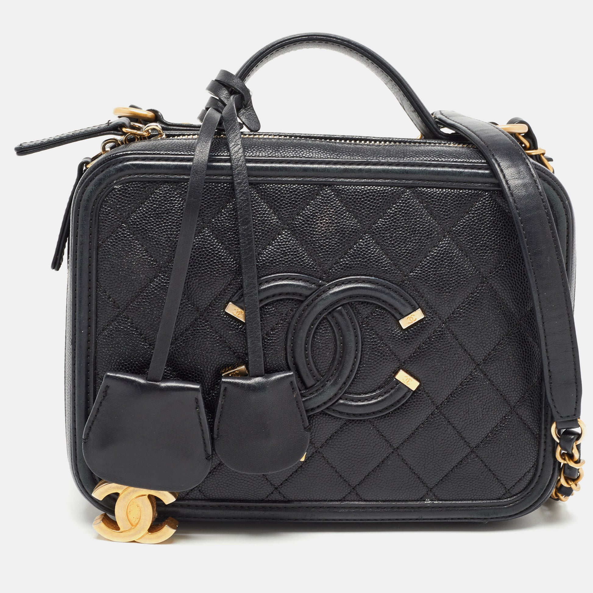 CHANEL, Bags, Chanel Caviar Vanity Filigree Medium Cc Case