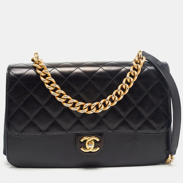 Chanel Paris Cosmopolite Straight Lined Flap Bag Quilted Aged Calfskin  Medium