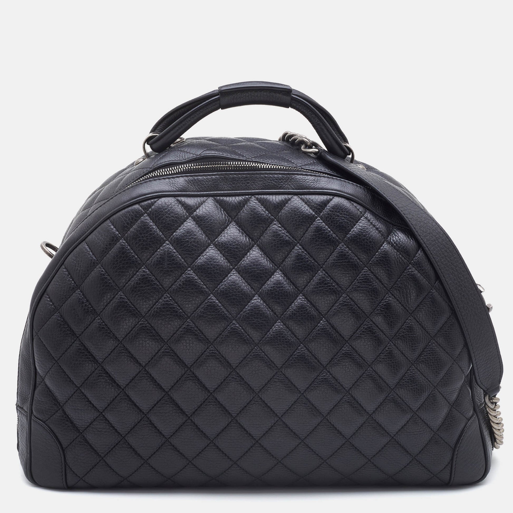 CHANEL Black Quilted Leather Large Airlines Round Trip Bag
