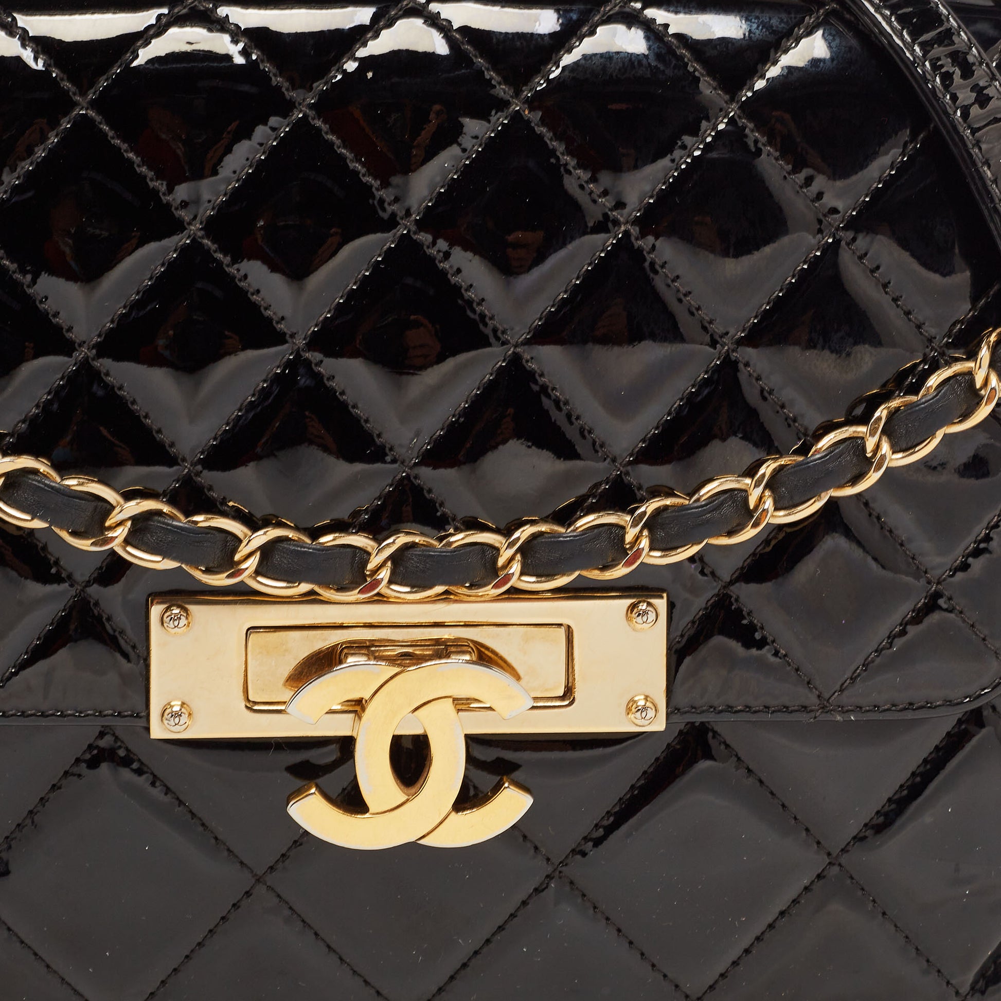 Golden Class Accordion Flap Paten Bag – Keeks Designer Handbags