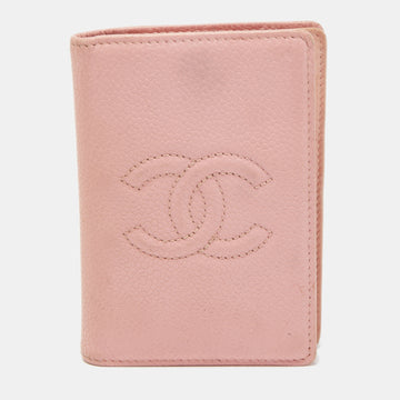CHANEL Light Pink Caviar Leather CC Bifold Card Case