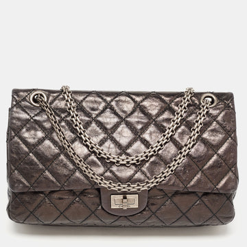 CHANEL Metallic Grey/Black Quilted Leather 226 Reissue 2.55 Flap Bag